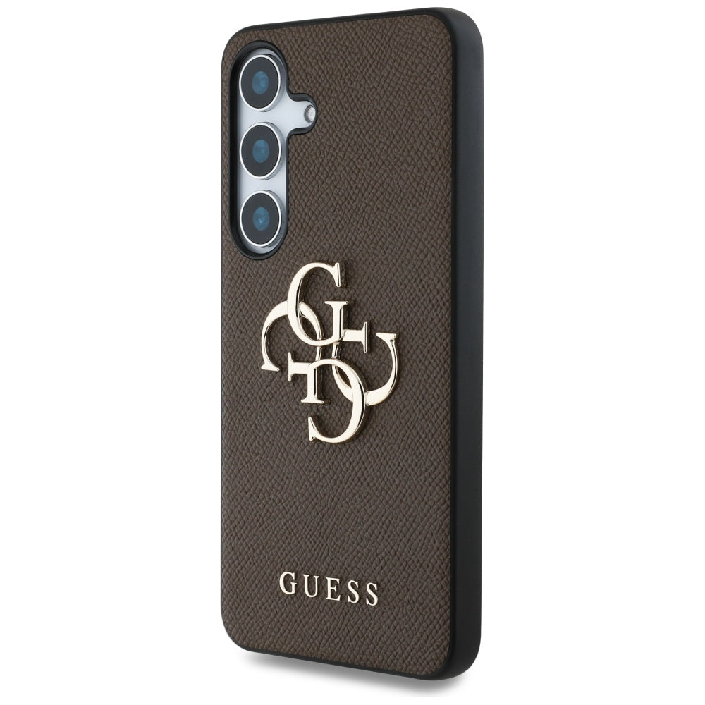 Funda para Samsung Galaxy S25+ S936, Guess, 4G Grained Big and Classic Logo, Marrón