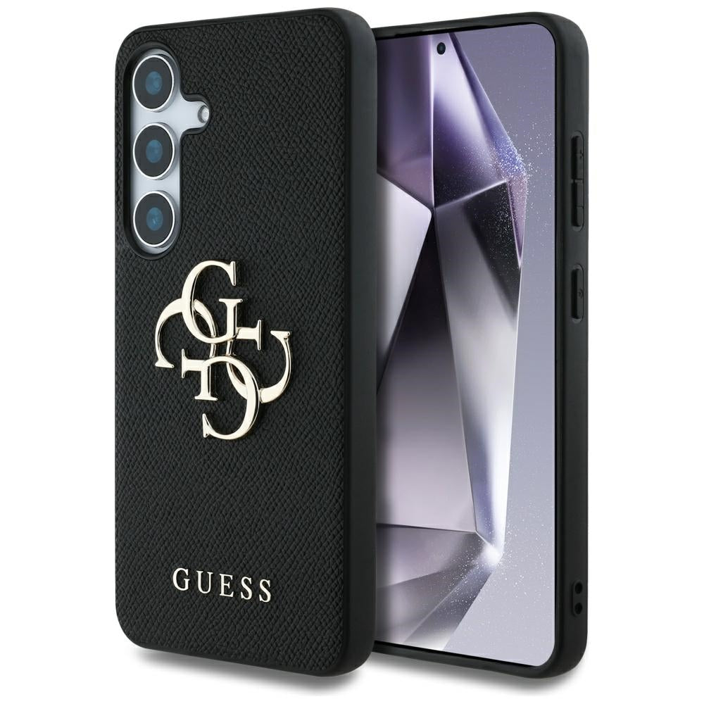 Funda para Samsung Galaxy S25+ S936, Guess, 4G Grained Big and Classic Logo, Negra