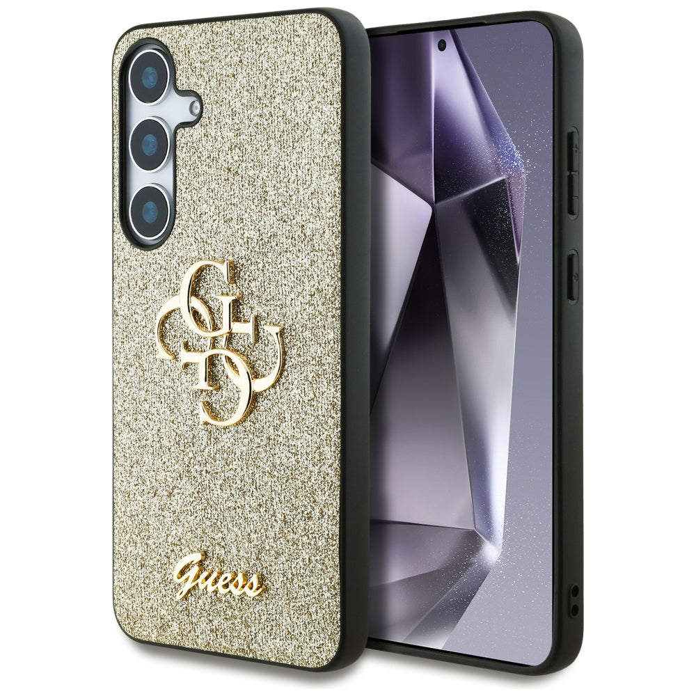 Funda para Samsung Galaxy S25+ S936, Guess, Glitter Big 4G Script, Dorada