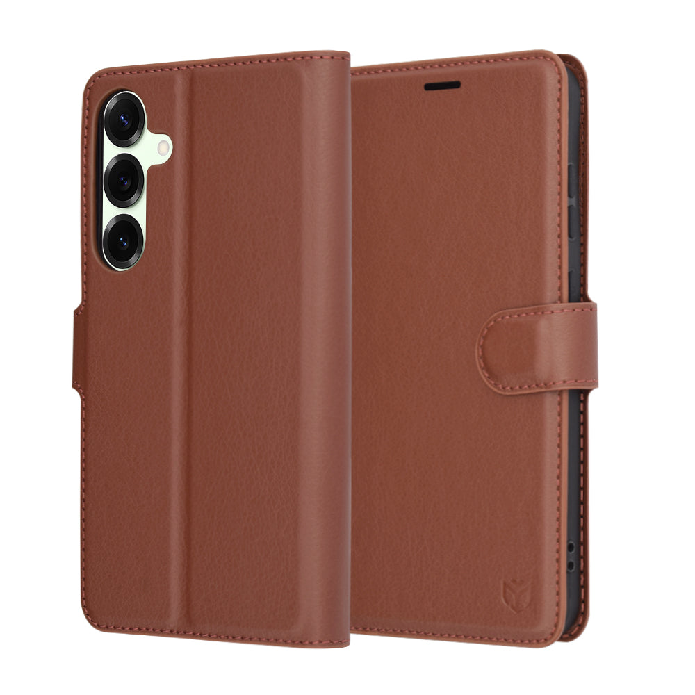 Funda para Samsung Galaxy S25+ S936, Techsuit, Leather Folio, Marrón