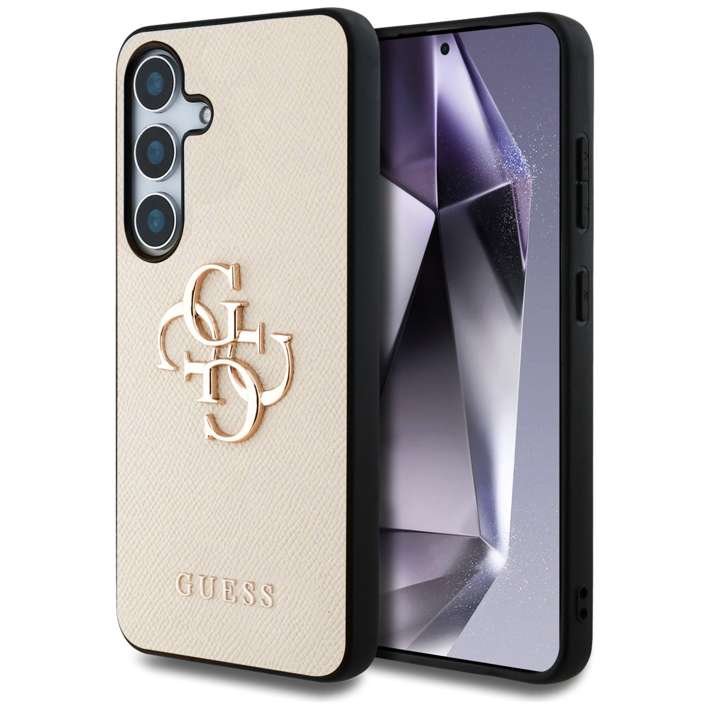 Funda para Samsung Galaxy S25 S931, Guess, 4G Grained Big and Classic Logo, Beige