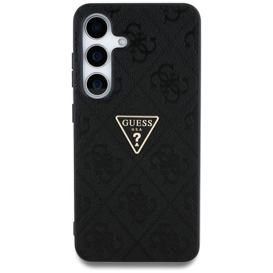 Funda para Samsung Galaxy S25 S931, Guess, Grained Hot Stamp 4G Triangle, Negra