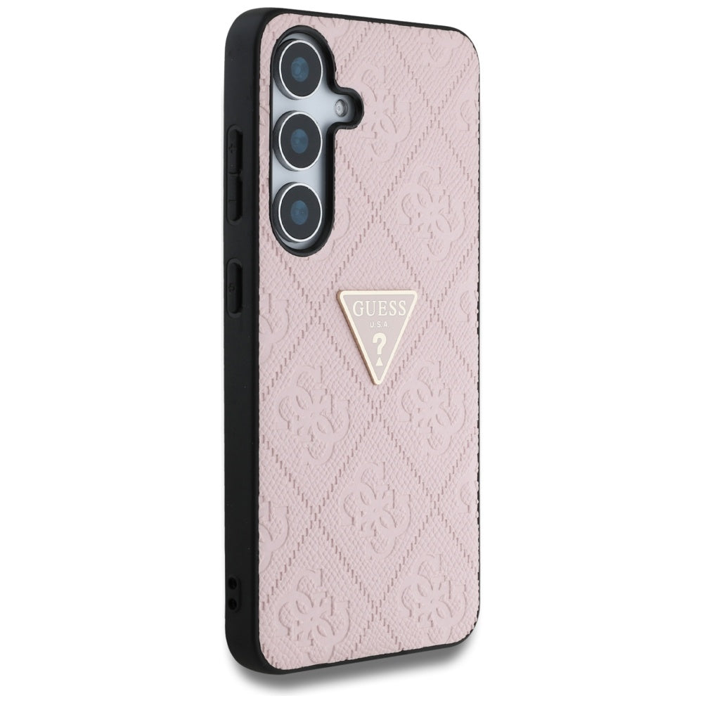 Funda para Samsung Galaxy S25 S931, Guess, Grained Hot Stamp 4G Triangle, Rosa