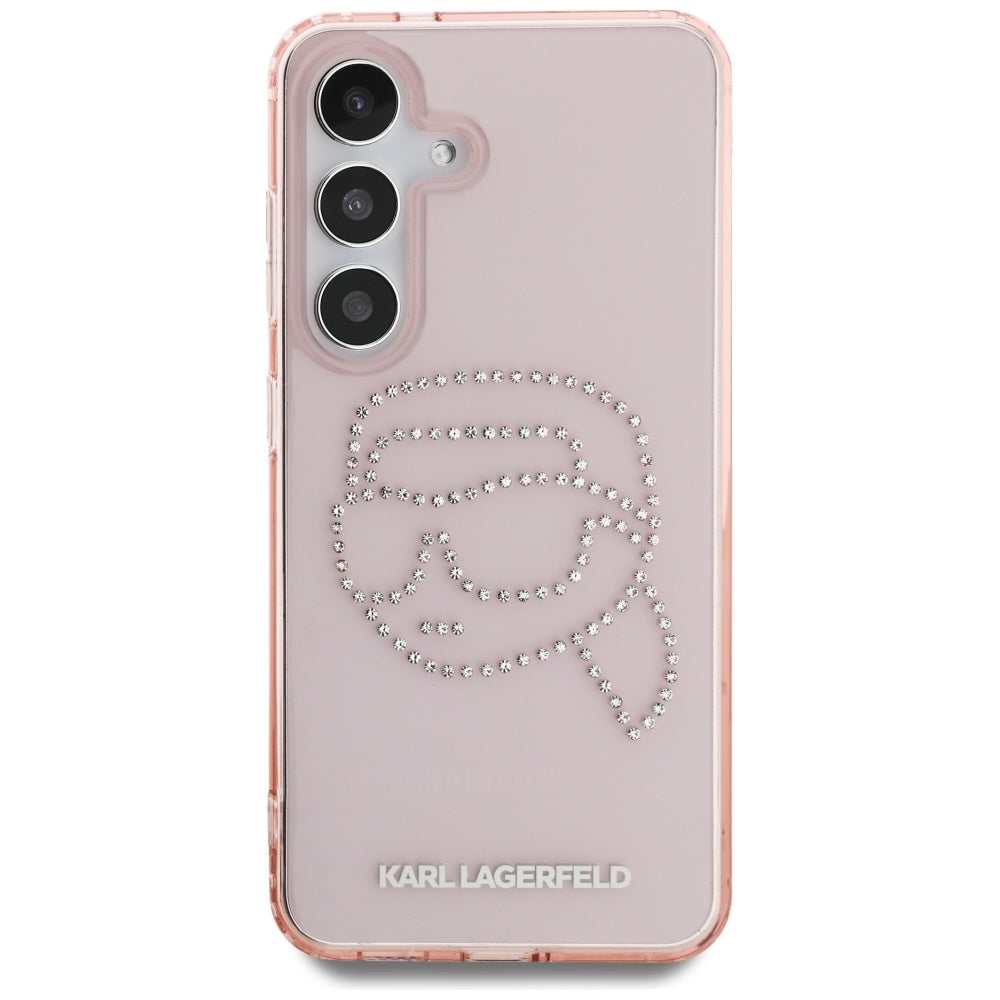 Funda para Samsung Galaxy S25 S931, Karl Lagerfeld, IML Rhinestones Karl's Head, Rosa