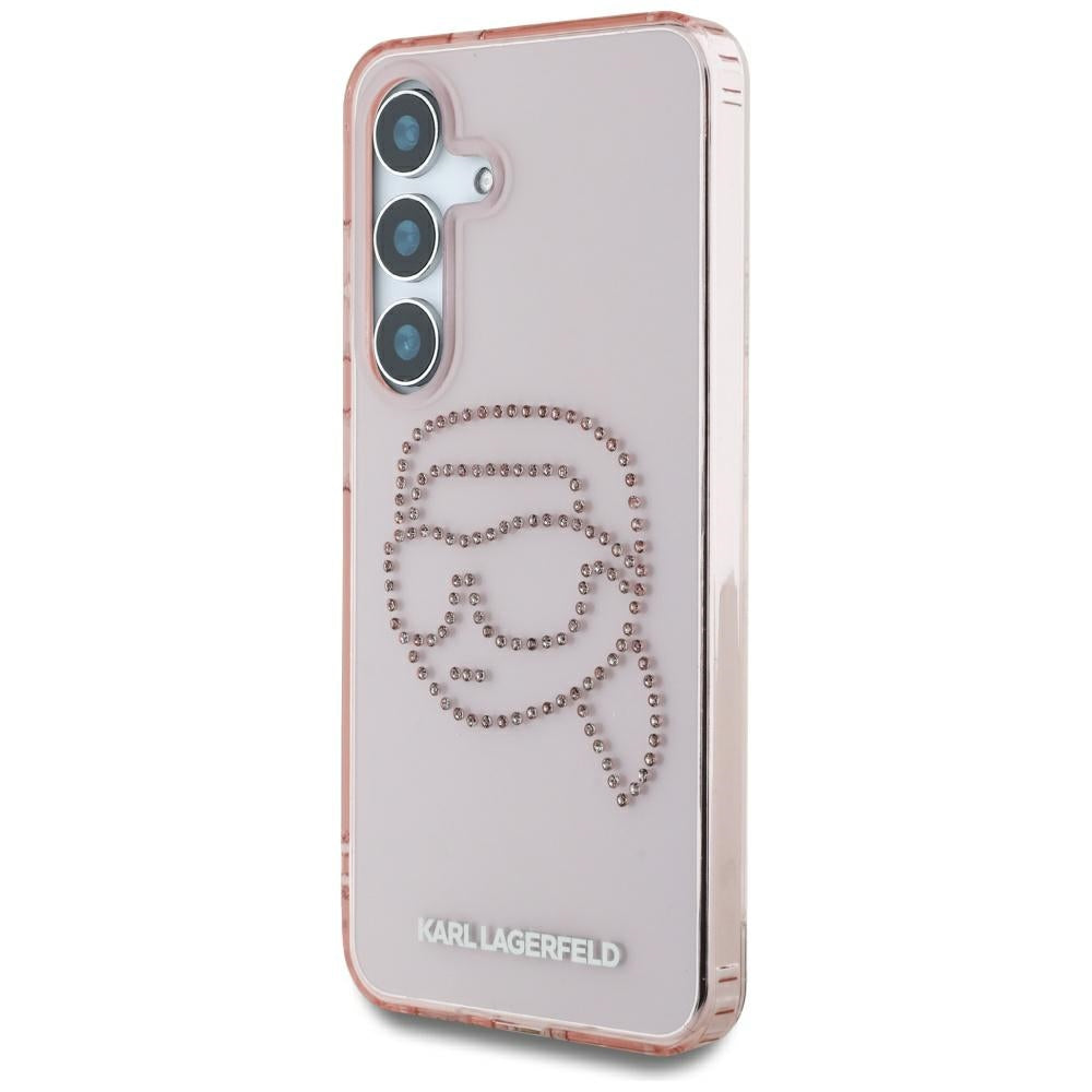 Funda para Samsung Galaxy S25 S931, Karl Lagerfeld, IML Rhinestones Karl's Head, Rosa