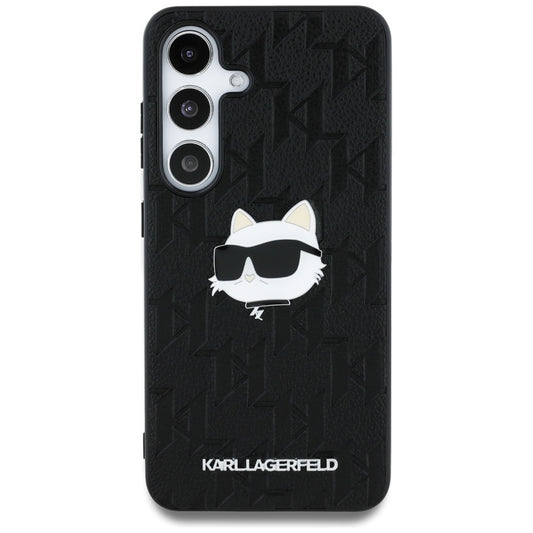 Funda para Samsung Galaxy S25 S931, Karl Lagerfeld, Monograma Cabeza de Choupette, Negra
