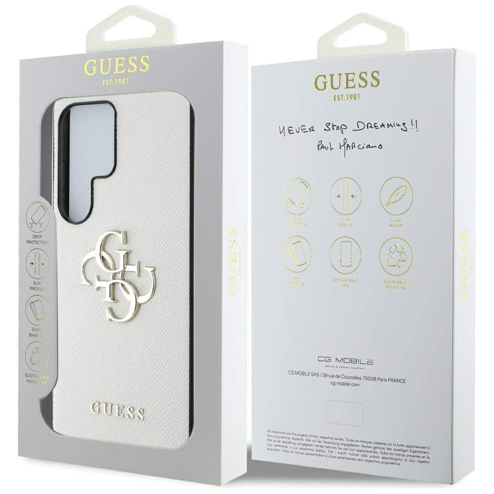 Funda para Samsung Galaxy S25 Ultra S938, Guess, 4G Grained Big and Classic Logo, Beige