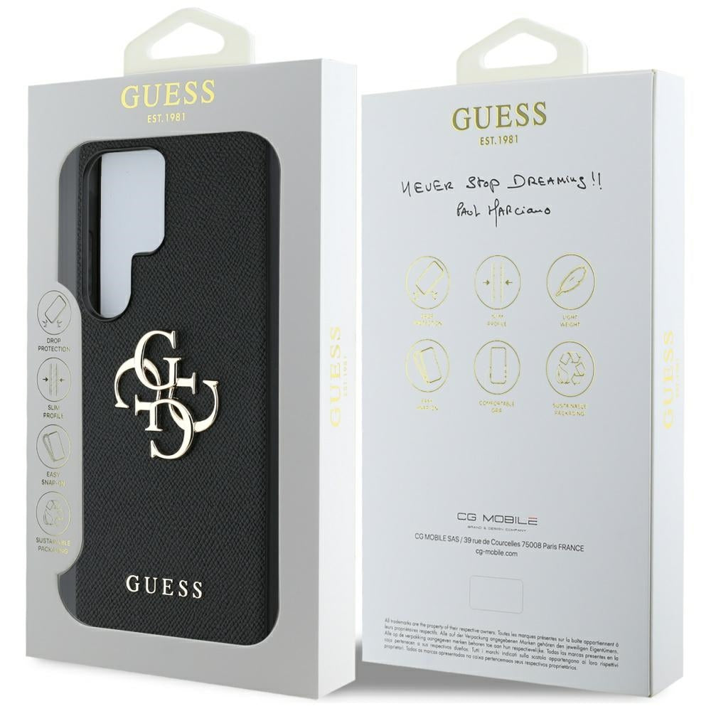 Funda para Samsung Galaxy S25 Ultra S938, Guess, 4G Grained Big and Classic Logo, Negra