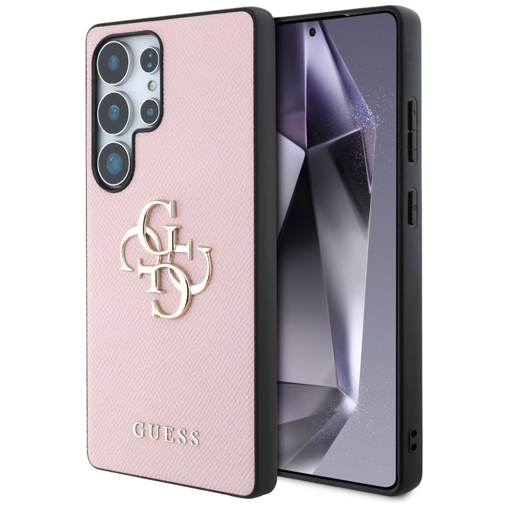 Funda para Samsung Galaxy S25 Ultra S938, Guess, 4G Grained Big and Classic Logo, Rosa