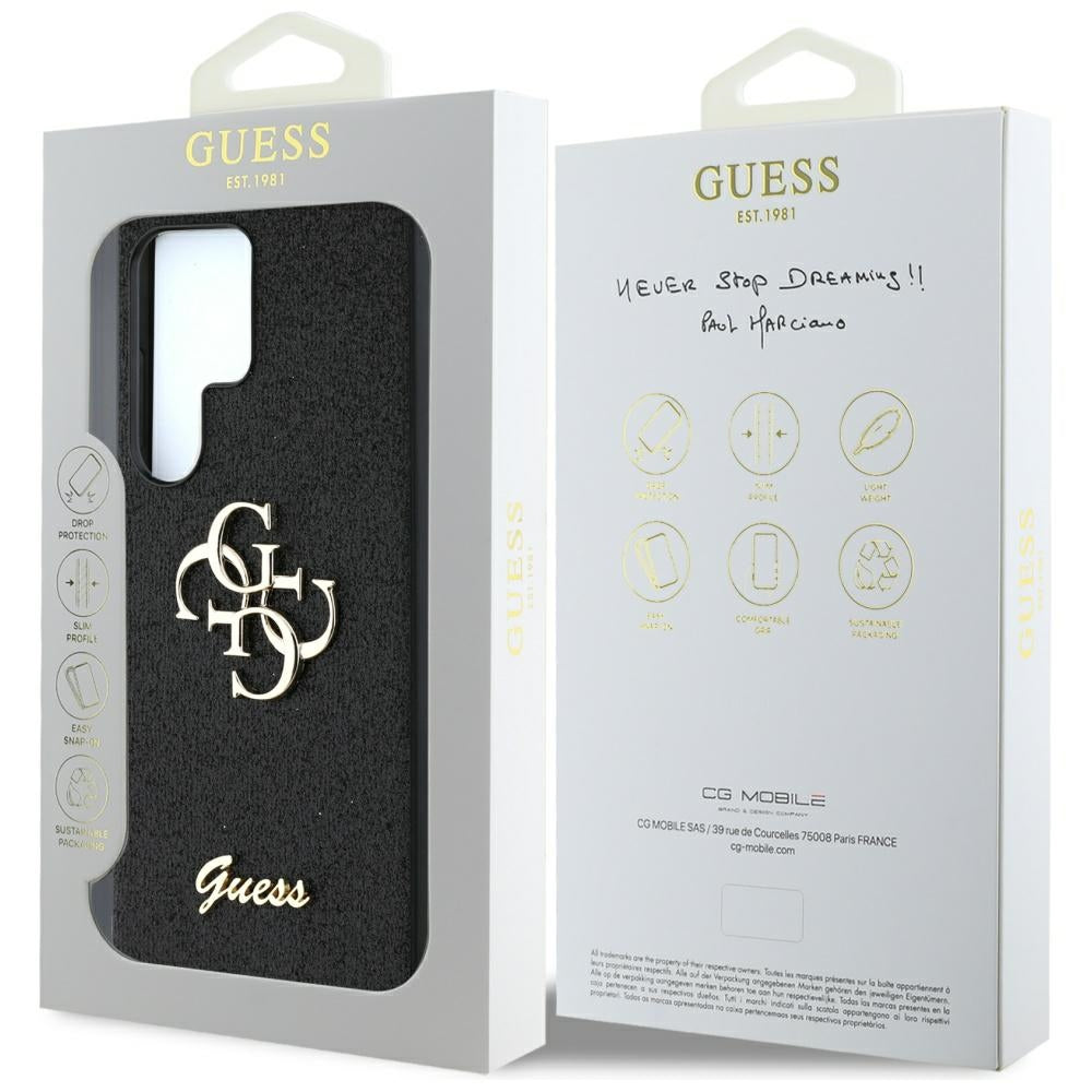 Funda para Samsung Galaxy S25 Ultra S938, Guess, Glitter Big 4G Script, Negra