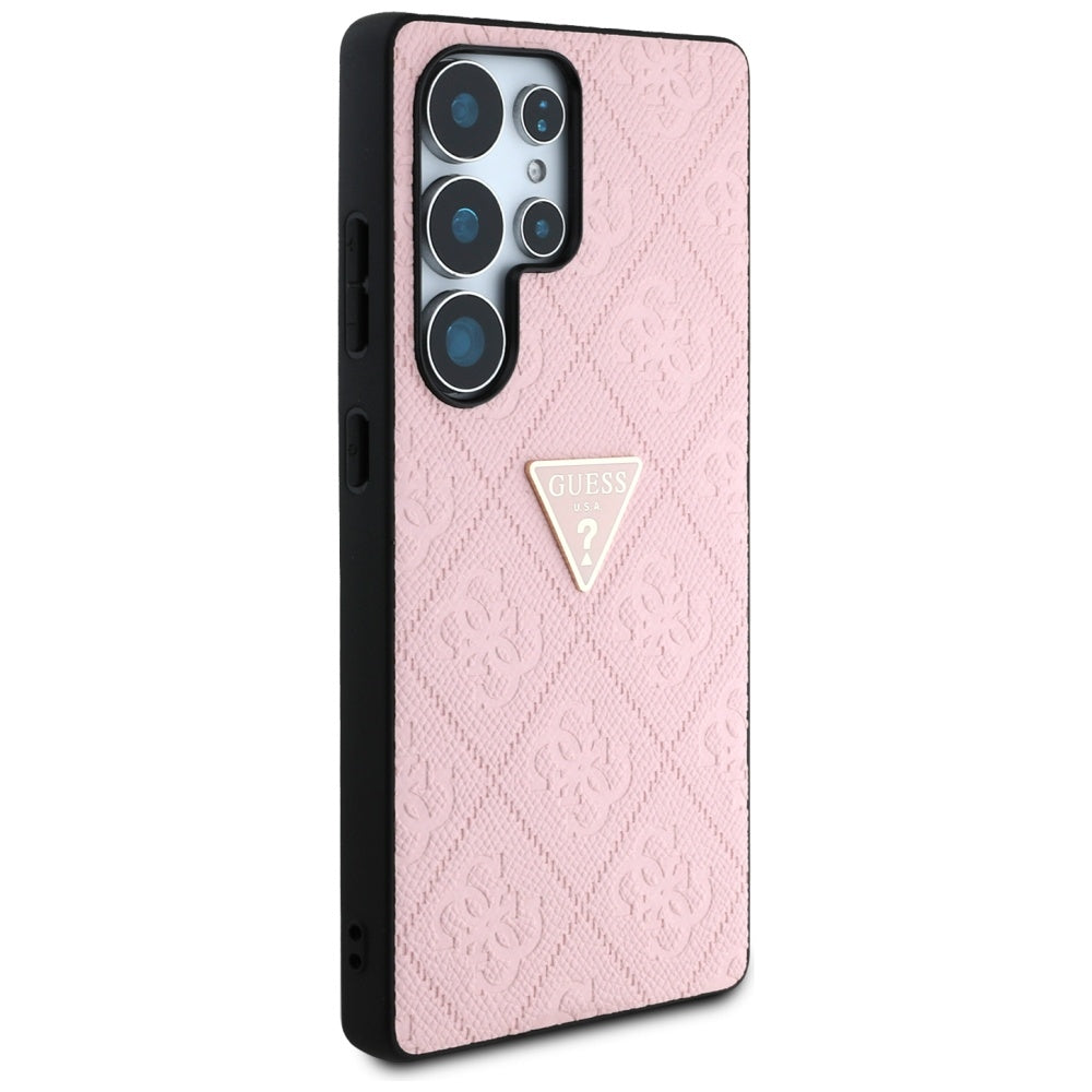 Funda para Samsung Galaxy S25 Ultra S938, Guess, Grained Hot Stamp 4G Triangle, Rosa