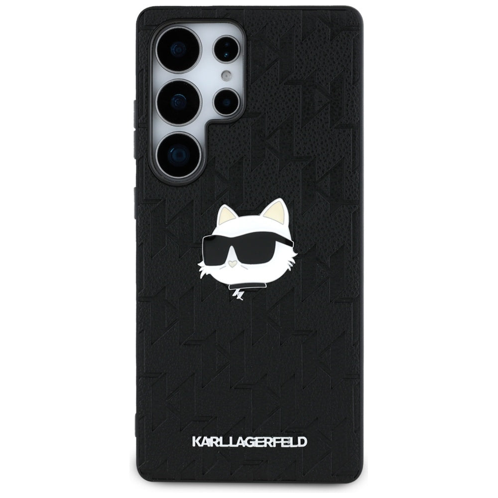 Funda para Samsung Galaxy S25 Ultra S938, Karl Lagerfeld, Monograma Cabeza de Choupette, Negra