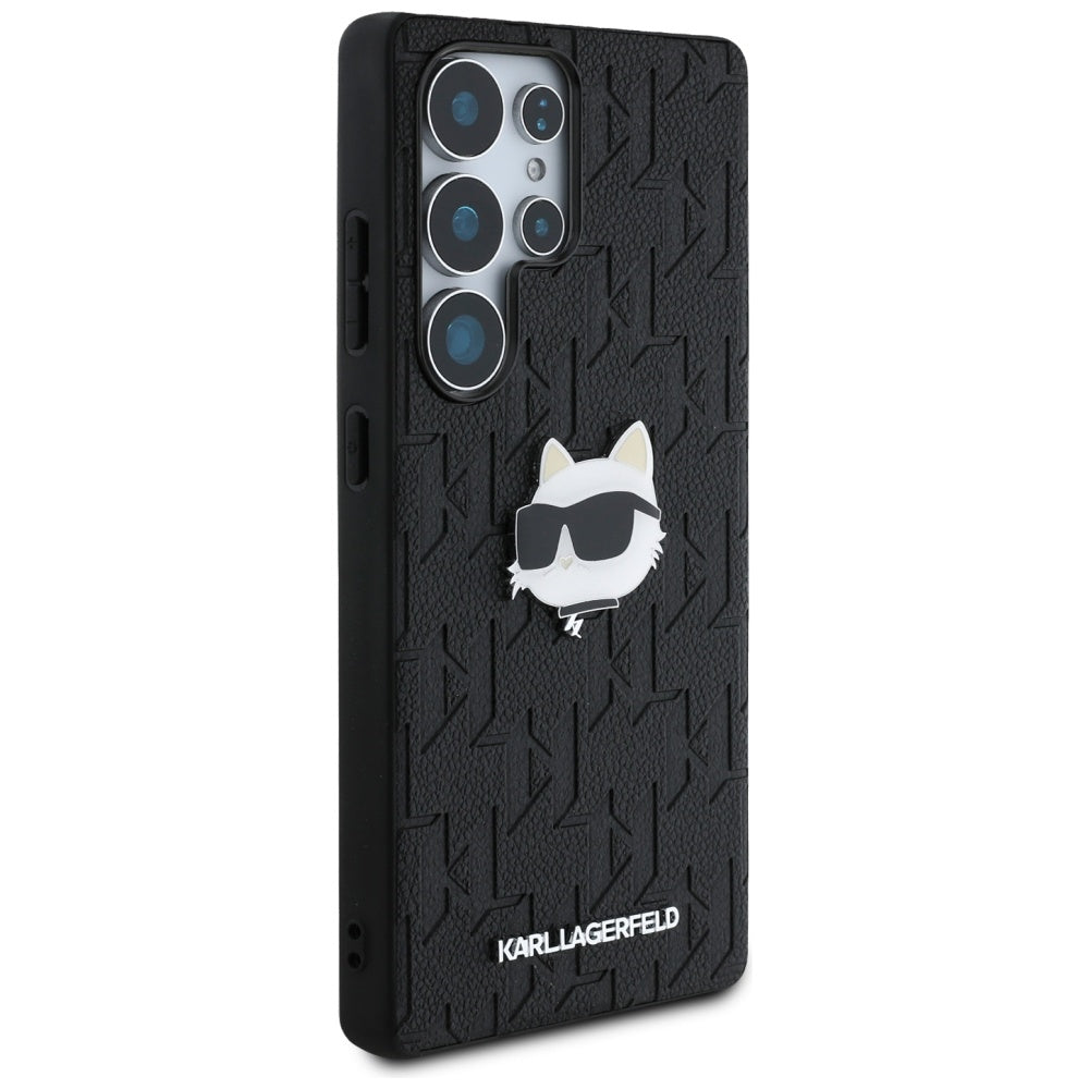 Funda para Samsung Galaxy S25 Ultra S938, Karl Lagerfeld, Monograma Cabeza de Choupette, Negra