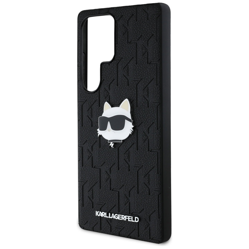 Funda para Samsung Galaxy S25 Ultra S938, Karl Lagerfeld, Monograma Cabeza de Choupette, Negra