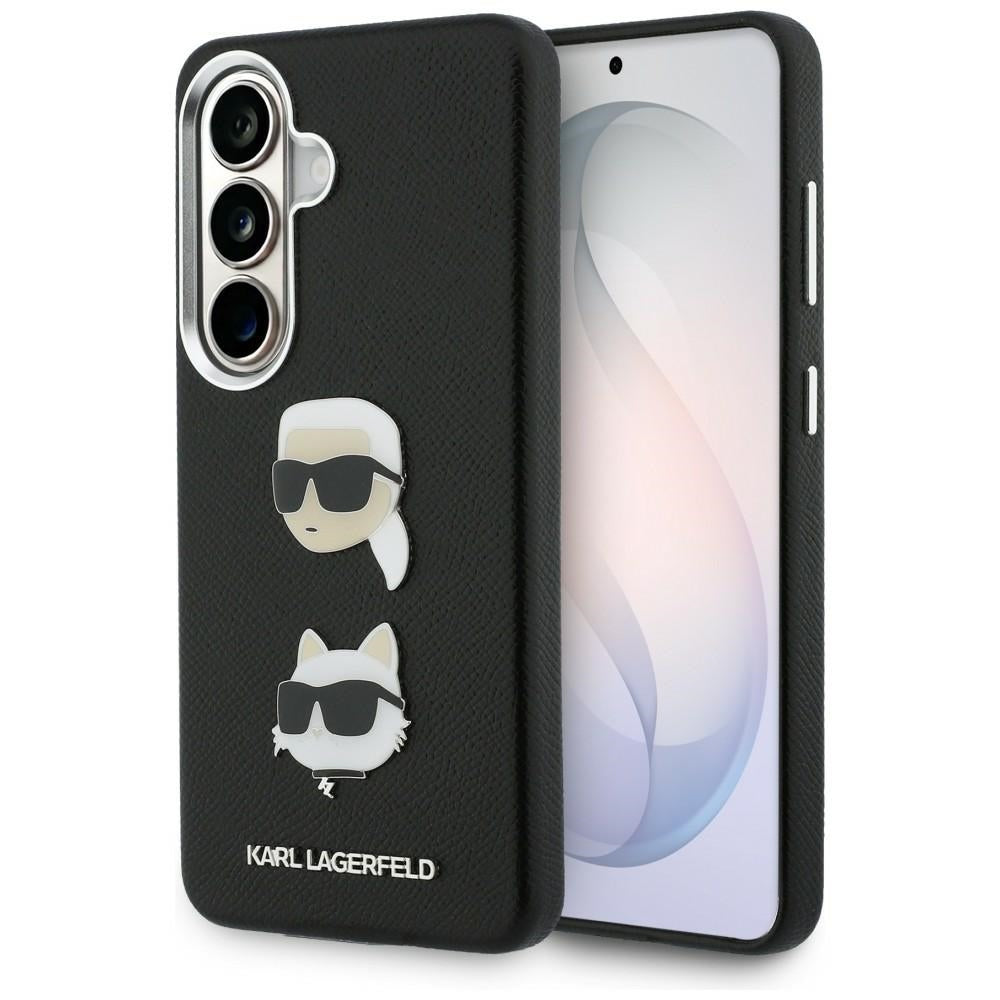 Funda para Samsung Galaxy S26 Plus S947, Karl Lagerfeld, Saffiano Karl & Choupette's Head Pin, Negra