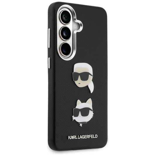 Funda para Samsung Galaxy S26 Plus S947, Karl Lagerfeld, Saffiano Karl & Choupette's Head Pin, Negra