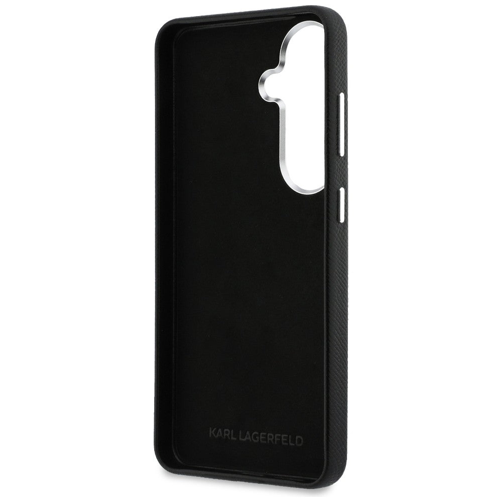 Funda para Samsung Galaxy S26 Plus S947, Karl Lagerfeld, Saffiano Karl & Choupette's Head Pin, Negra