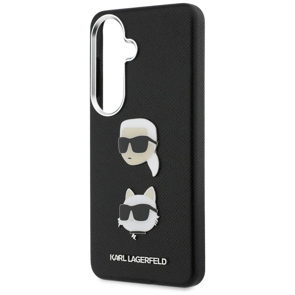 Funda para Samsung Galaxy S26 Plus S947, Karl Lagerfeld, Saffiano Karl & Choupette's Head Pin, Negra