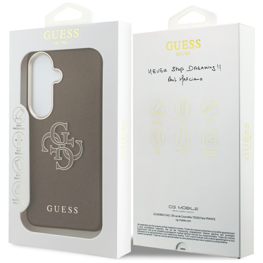 Funda para Samsung Galaxy S26 S942, Guess, 4G Grained Big and Classic Logo, Marrón