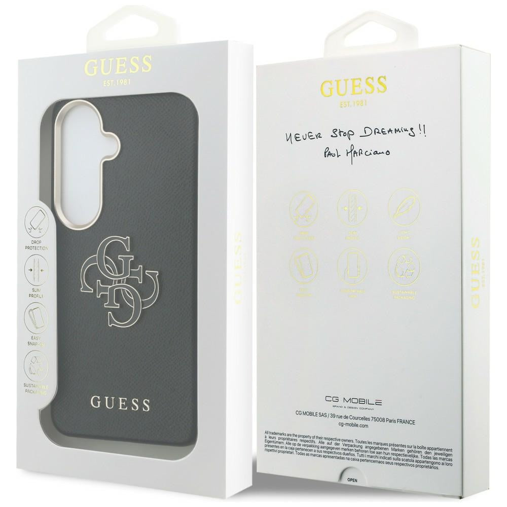 Funda para Samsung Galaxy S26 S942, Guess, 4G Grained Big and Classic Logo, Negra