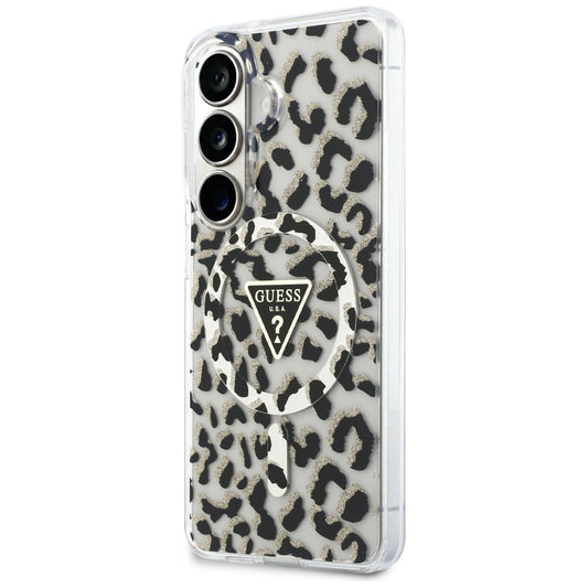 Funda MagSafe para Samsung Galaxy S26 S942, Guess, IML Leopard Pattern, Negra