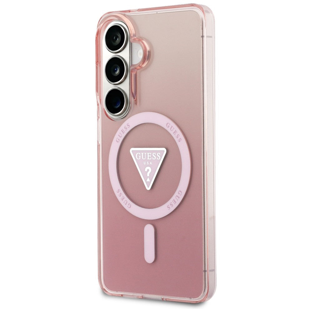 Funda MagSafe para Samsung Galaxy S26 S942, Guess, IML Gradient Triangle Logo, Rosa