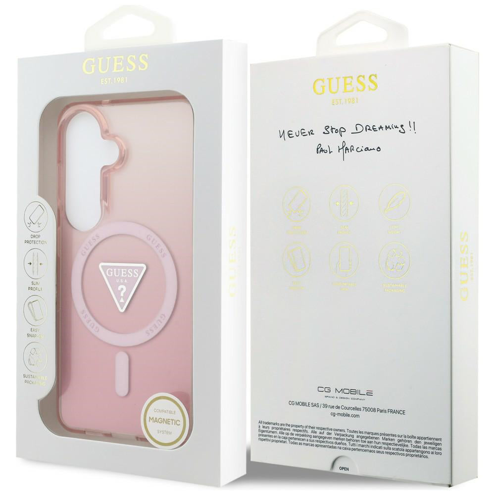 Funda MagSafe para Samsung Galaxy S26 S942, Guess, IML Gradient Triangle Logo, Rosa