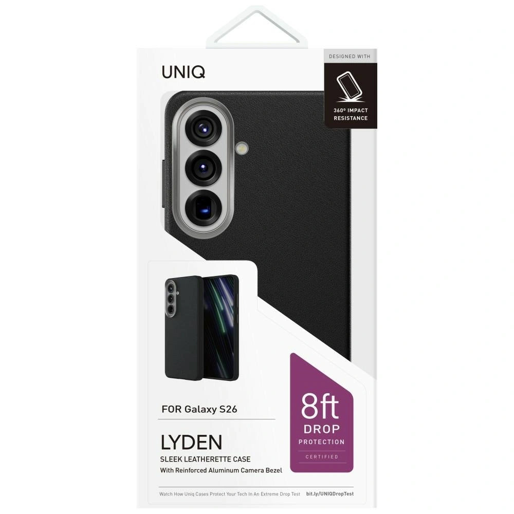 Funda para Samsung Galaxy S26 S942, UNIQ, Lyden Leatherette, Negra