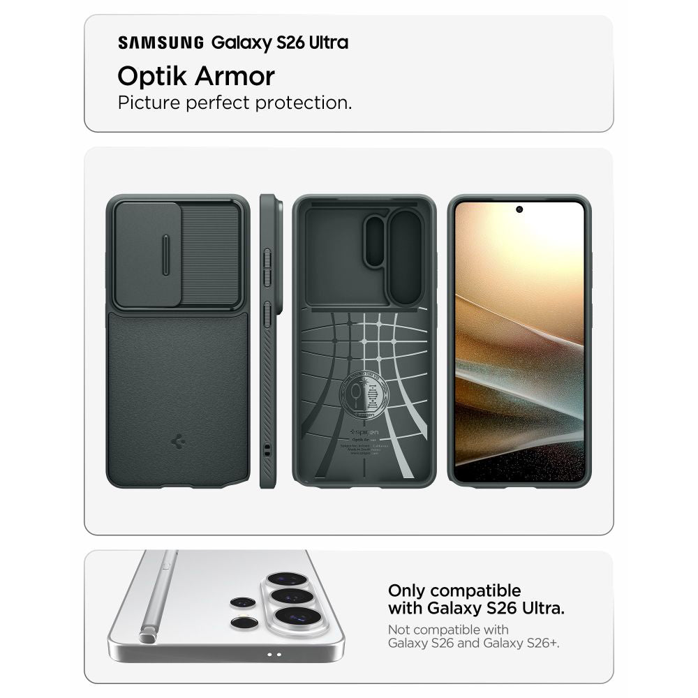 Funda para Samsung Galaxy S26 Ultra S948, Spigen, Optik Armor, Verde ACS10688