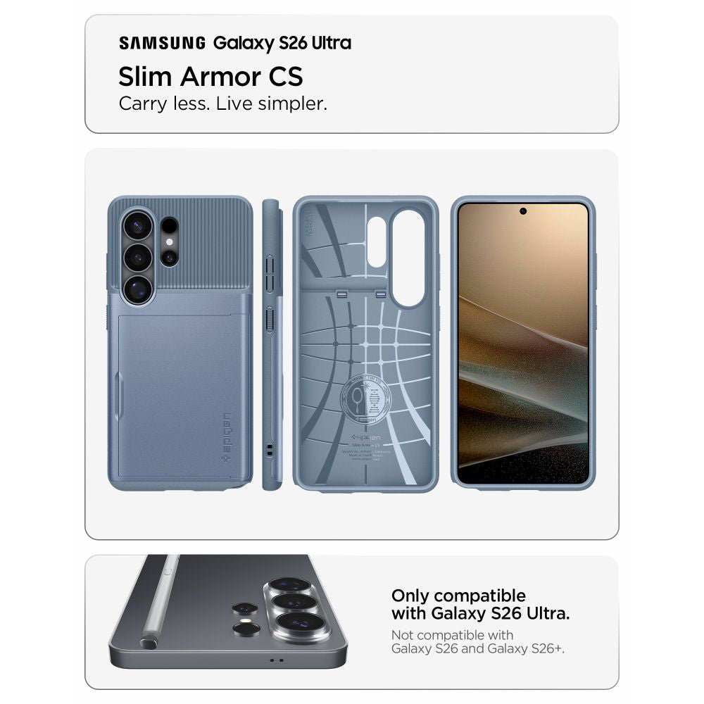 Funda para Samsung Galaxy S26 Ultra S948, Spigen, Slim Armor CS, Azul ACS11225