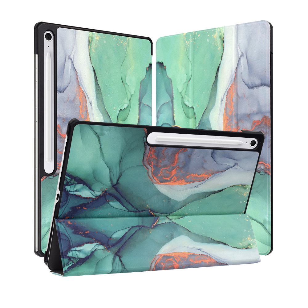 Funda para Samsung Galaxy Tab S10 FE+, Techsuit, FoldPro Green Time, Multicolor