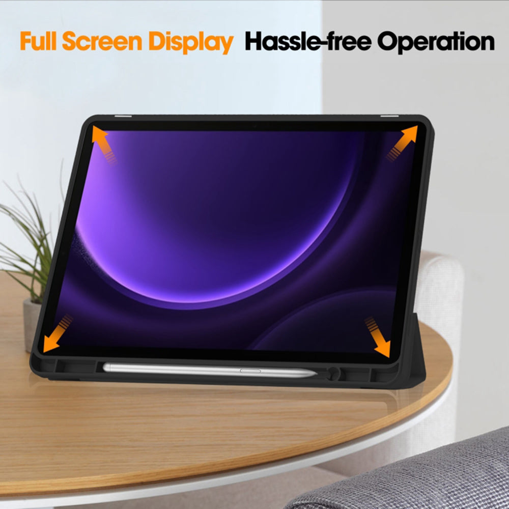 Funda para Samsung Galaxy Tab S10 FE / Tab S9 FE / Tab S9, Techsuit, Flex Trifold, Negra