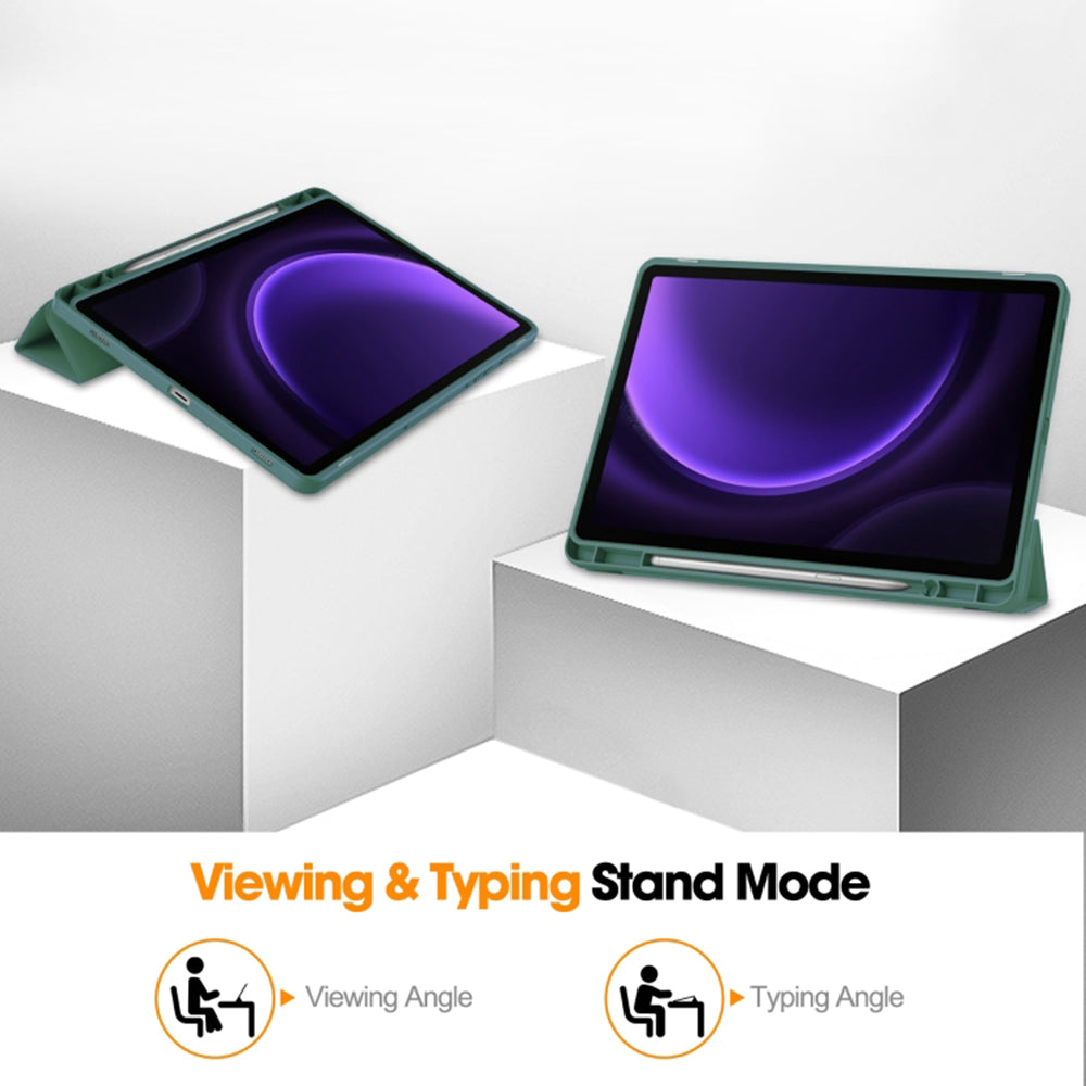 Funda para Samsung Galaxy Tab S10 FE / Tab S9 FE, Techsuit, Flex Trifold, Verde