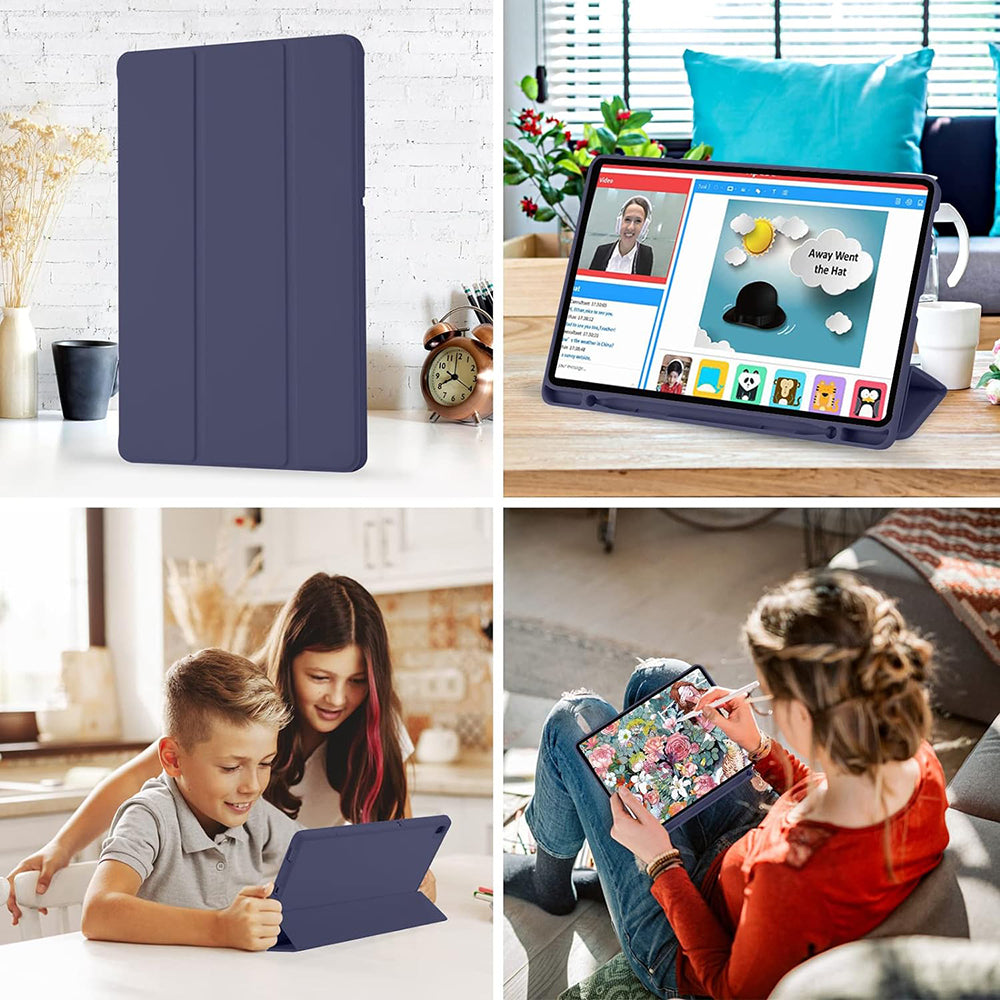 Funda para Samsung Galaxy Tab S6 Lite (2024) / Tab S6 Lite (2022) / Tab S6 Lite (2020), Techsuit, Flex Trifold, Azul marino