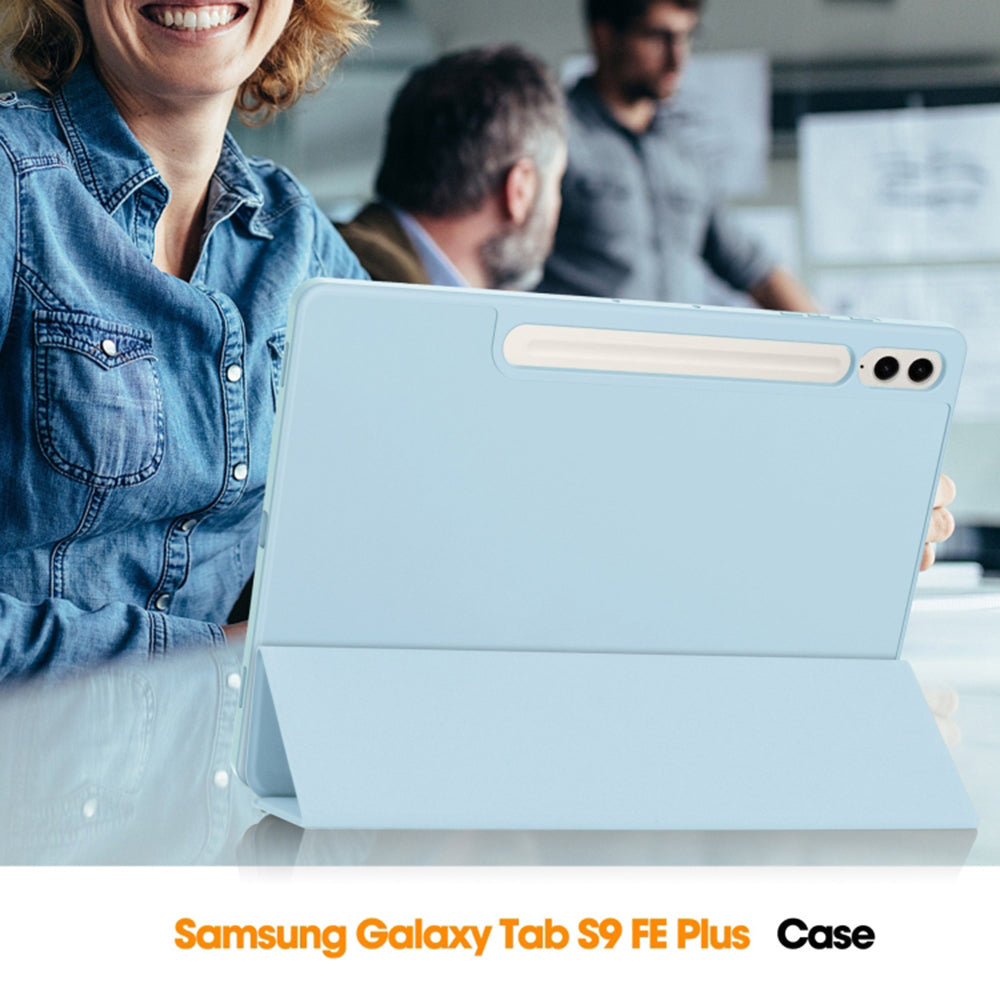 Funda para Samsung Galaxy Tab S9 FE+, Techsuit, Flex Trifold, Azul