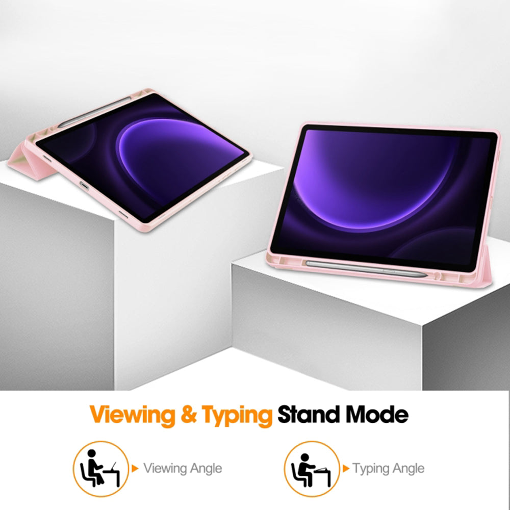 Funda para Samsung Galaxy Tab S9 FE / Tab S9 / Tab S10 FE, Techsuit, Flex Trifold, Rosa