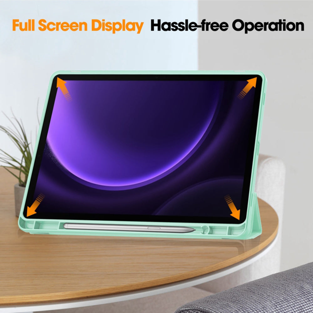 Funda para Samsung Galaxy Tab S9 FE / Tab S9 / Tab S10 FE, Techsuit, Flex Trifold, Verde Matcha