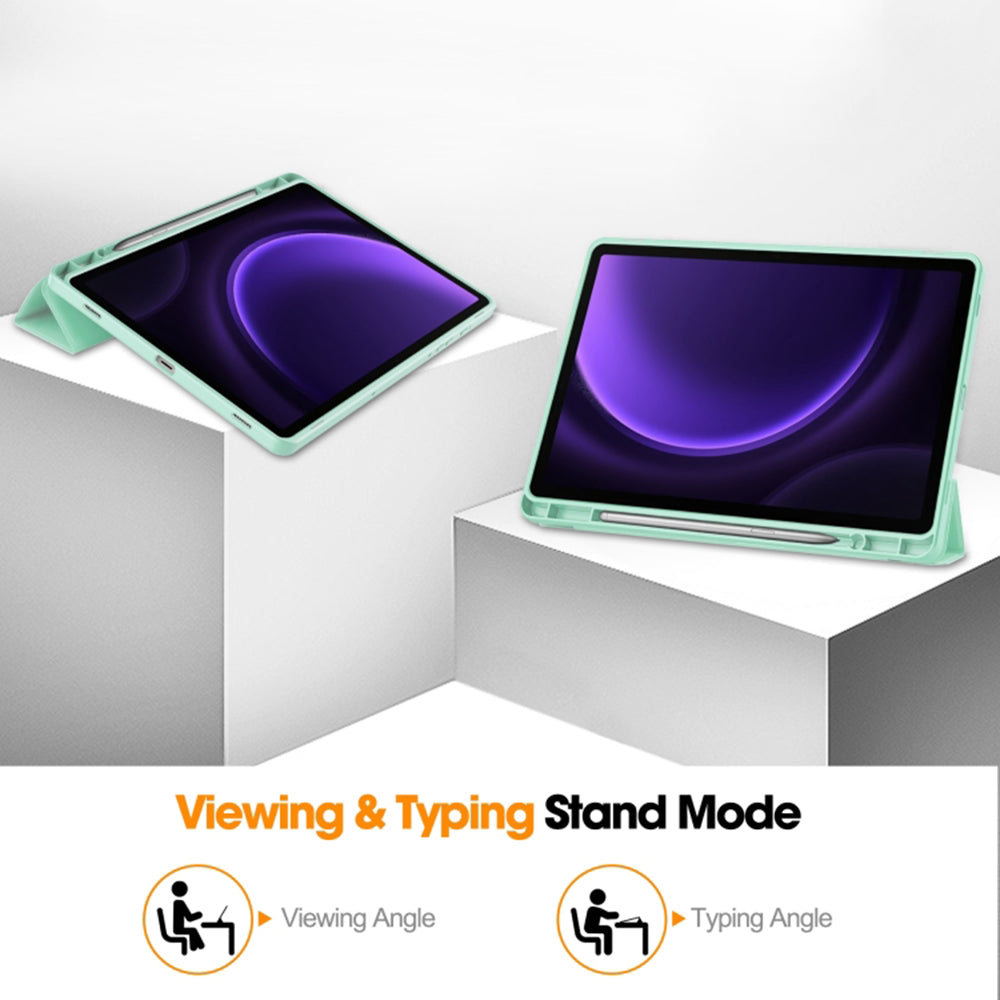 Funda para Samsung Galaxy Tab S9 FE / Tab S9 / Tab S10 FE, Techsuit, Flex Trifold, Verde Matcha