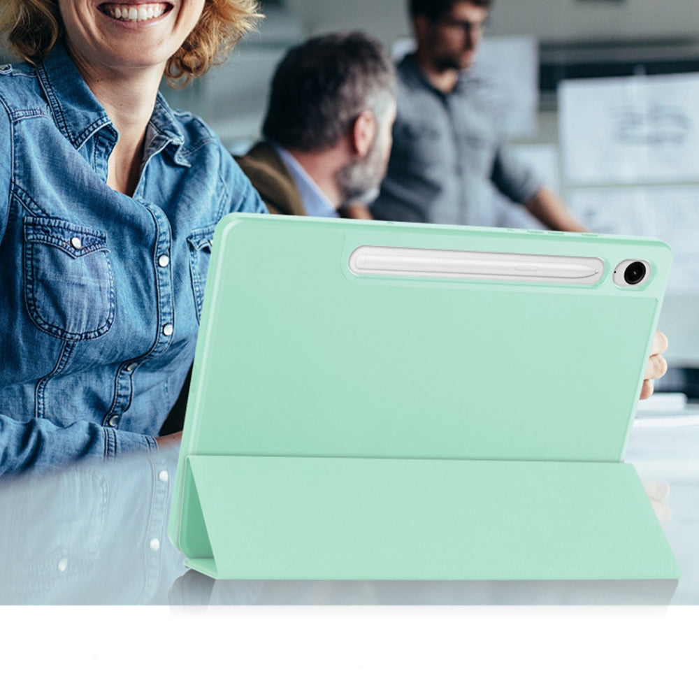 Funda para Samsung Galaxy Tab S9 FE / Tab S9 / Tab S10 FE, Techsuit, Flex Trifold, Verde Matcha