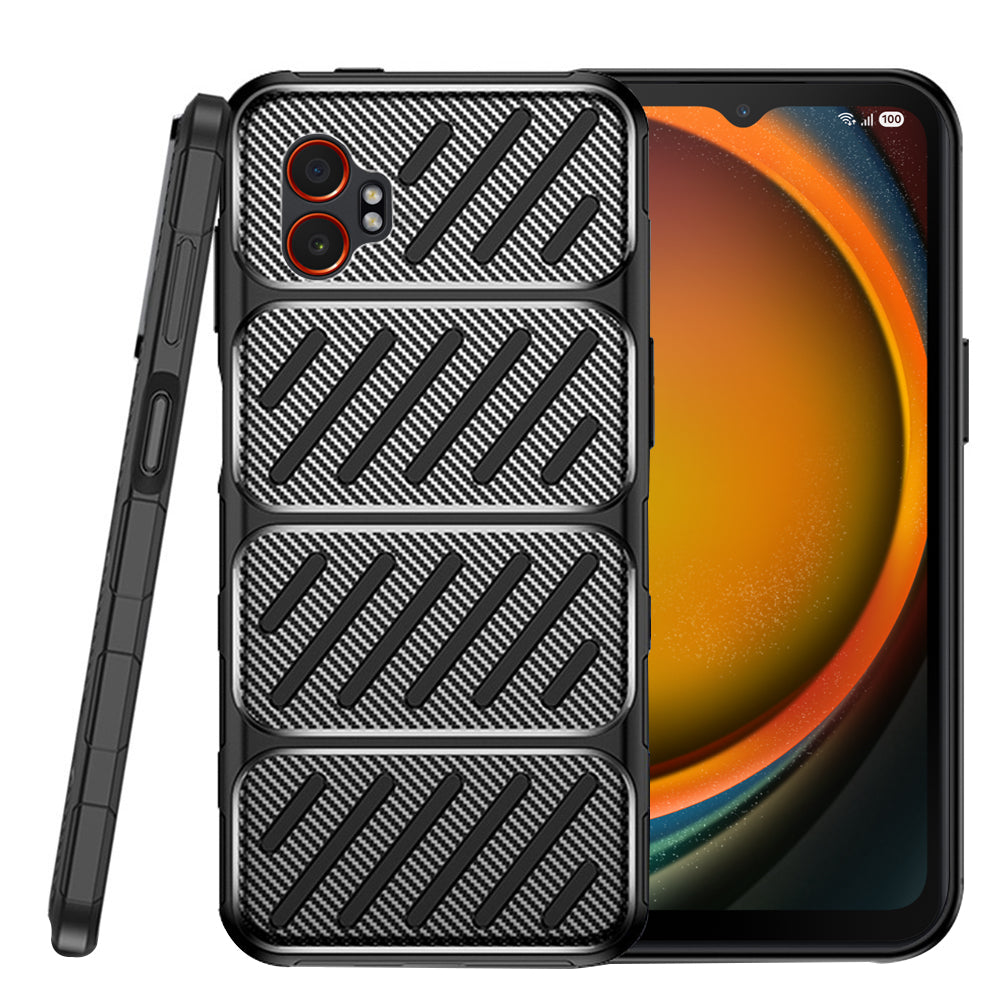 Funda para Samsung Galaxy XCover7 Pro, Techsuit, Fibra de Carbon, Negra