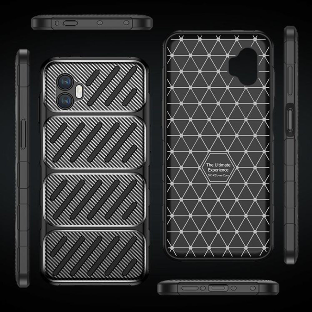 Funda para Samsung Galaxy XCover7 Pro, Techsuit, Fibra de Carbon, Negra