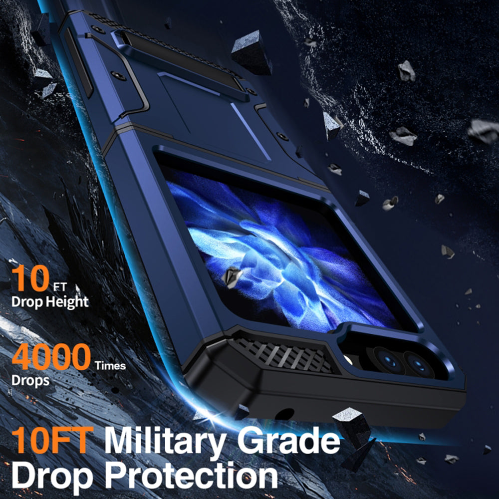 Case for Samsung Galaxy Z Flip5 F731, Techsuit, Hybrid Armor Kickstand, Blue