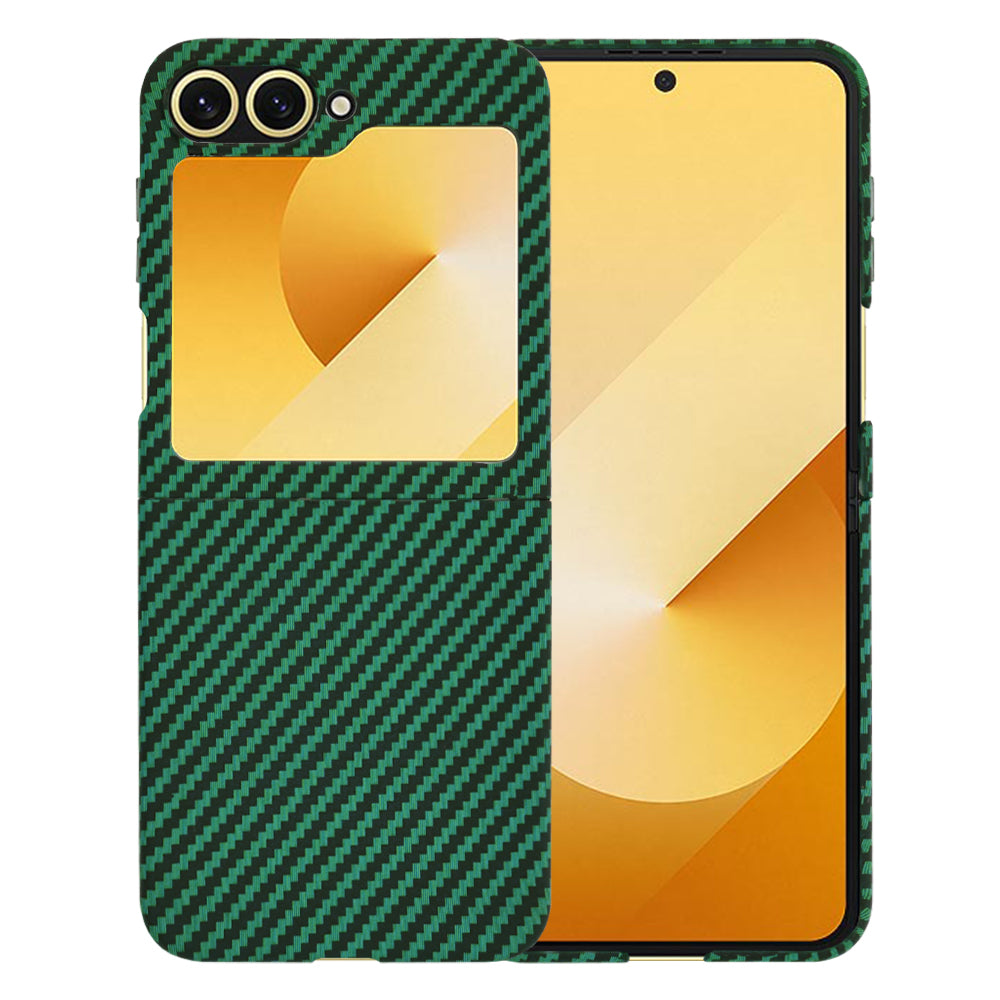 Funda para Samsung Galaxy Z Flip7 FE F761 / Z Flip6 F741, Techsuit, Carbonite FiberShell, Verde