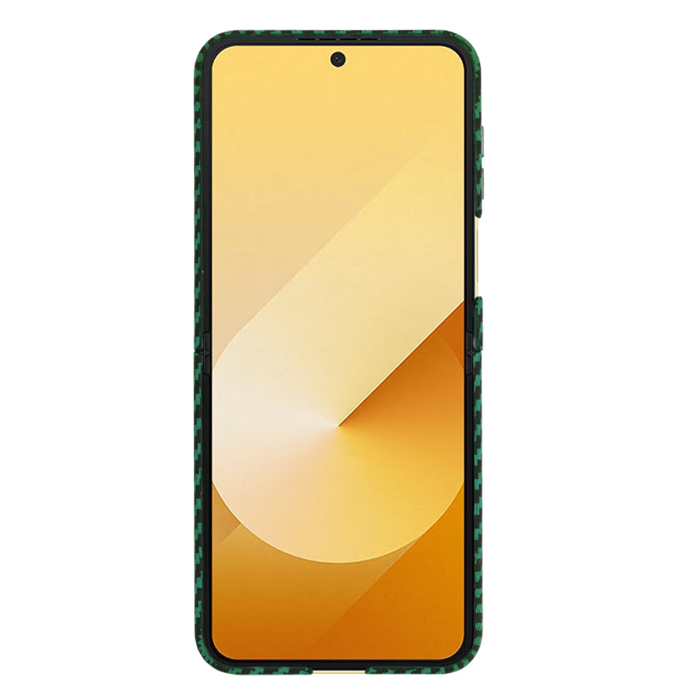Funda para Samsung Galaxy Z Flip7 FE F761 / Z Flip6 F741, Techsuit, Carbonite FiberShell, Verde