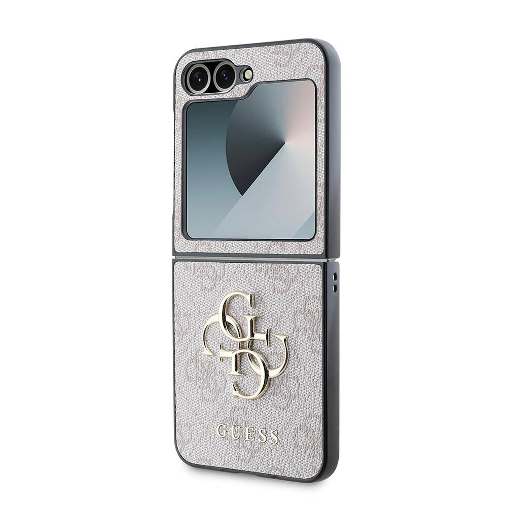 Funda para Samsung Galaxy Z Flip7 FE F761 / Z Flip6 F741, Guess, Logo Metálico 4G, Marrón