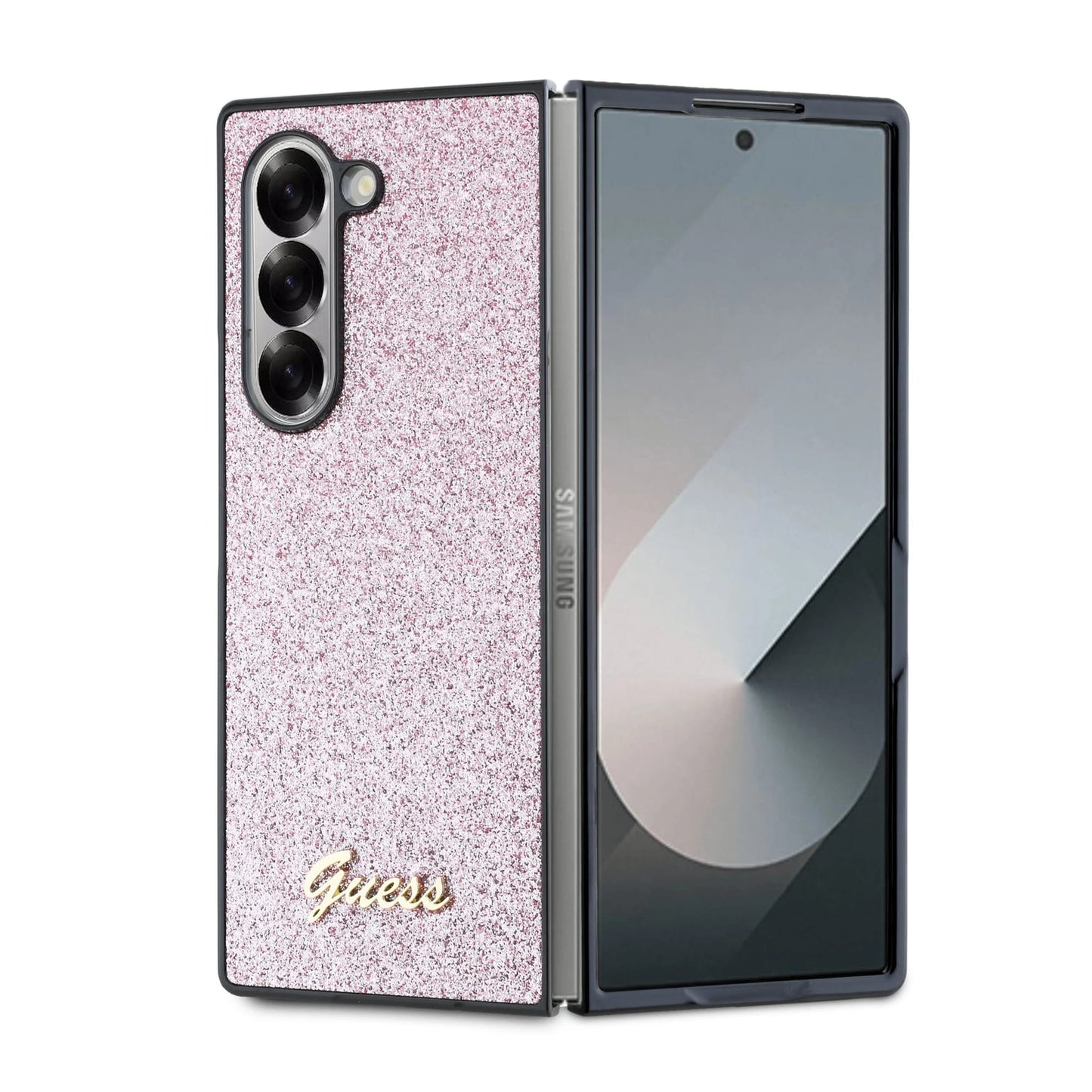 Funda para Samsung Galaxy Z Fold6 F956, Guess, Glitter Script, Rosa