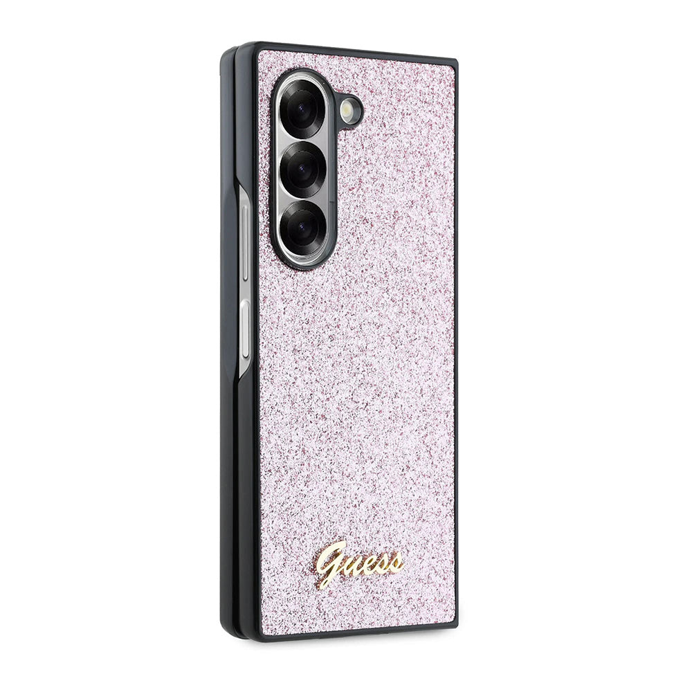 Funda para Samsung Galaxy Z Fold6 F956, Guess, Glitter Script, Rosa