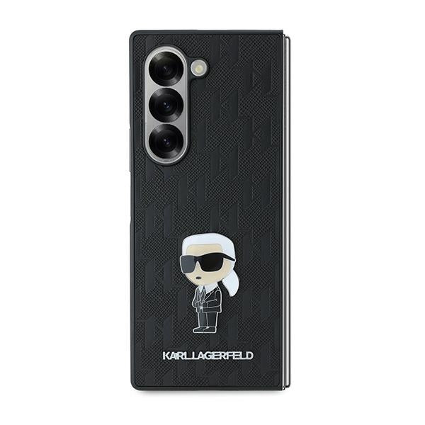 Funda para Samsung Galaxy Z Fold6 F956, Karl Lagerfeld, Saffiano Monogram Ikonik, Negra