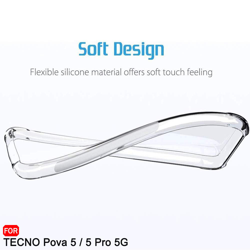 Funda para Tecno Pova 5 Pro, Techsuit, Antigolpes Transparente, Transparente