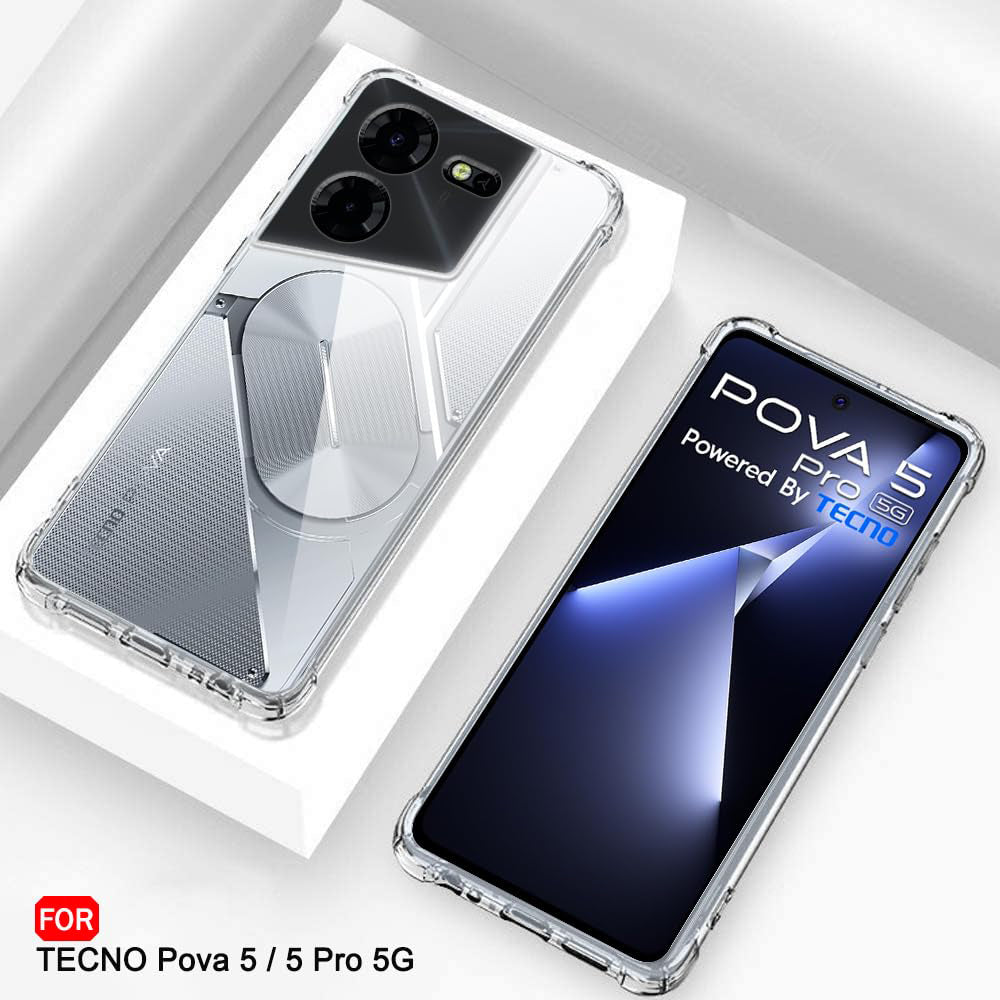 Funda para Tecno Pova 5 Pro, Techsuit, Antigolpes Transparente, Transparente